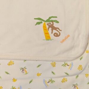 Vintage Baby Gap Baby Blanket Monkey Bananas Receiving Unisex RARE 2001 Vintage
